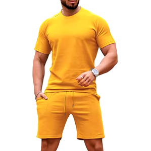 Ropa informal para hombre, camiseta, conjunto corto, alta calidad, antiarrugas, transpirable, tendencia superior, camiseta para hombre, conjunto corto con peso ligero - Product Image 1