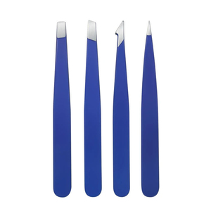 Pinzas de cejas de acero inoxidable ecológicas de alta calidad profesionales, Punta puntiaguda, logotipo personalizado, belleza de depilación azul - Product Image 1