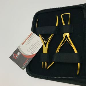 Vente en gros Kit d'outils d'extension de cheveux en acier inoxydable plaqué or Pince d'extension de cheveux en microbilles avec logo personnalisé - Product Image 5