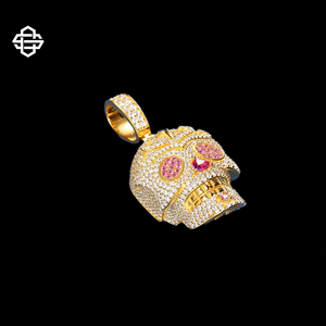 Lujo Hiphop Moissanite Iced Out Skull colgante collar para hombres oro plata Bling CZ diamante cubano cadena rapero joyería - Product Image 3