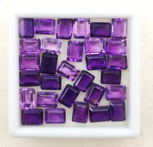 อัญมณีอเมทิสต์ธรรมชาติ6x8มม. ตัดเหลี่ยมเพชรพลอยสีม่วงอเมทิสต์อัญมณีหลวมสำหรับทำเครื่องประดับ - Product Image 2