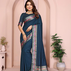 Diseño Gala patrón rico Pallu seda sari con blusa de seda suave pieza para fiestas bodas Diwali festividades - Product Image 5