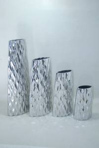 Nouveau design Vase à fleurs de haute qualité et ensemble de trois pots en aluminium finition argentée pour la décoration de la maison salon et chambre à coucher - Product Image 5