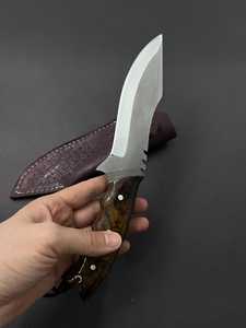 Haute qualité 10 pouces J2 acier Skinner couteau pleine Tang Drop Point lame OEM personnalisable cuir Rose manche en bois pour la chasse - Product Image 4