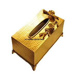 Porte-mouchoir en métal plaqué or avec feuille décorative et design élégant Boîte à serviettes de table fantaisie pour restaurant - Product Image 5