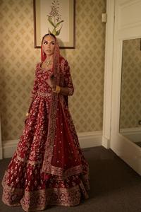 2025 @ elegante bordado pesado en vestido nupcial hasta el suelo y Dupatta adornado con cuentas de cristal piedra Dabka perla trabajo - Product Image 2