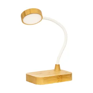 Lampada in Bambù Personalizzata con Caricatore Wireless, Regalo Promozionale e Aziendale - Product Image 1
