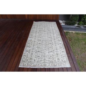 พรมตุรกีขนาด 3.7x8.7 ฟุต พรมวินเทจ พรมลายทางสีขาว - Product Image 1