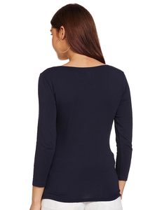 Mujeres sólido O cuello Camisetas manga larga OEM camisetas señoras 100% algodón cuello redondo manga completa camisas para mujeres - Product Image 2