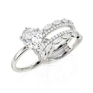 Jeulia Vintage Oval Cut <b>Bridal</b> Ring <b>Set</b> Sterling Silver Wedding <b>Jewelry</b> - Product Image 2