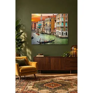 Impression sur toile d'une gondole Fida sur le canal de Venise au coucher du soleil - Product Image 1