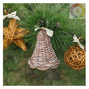 Adornos colgantes de árbol de Navidad de ratán bohemio hechos de vid natural para ideas de decoración de vacaciones de granja - Product Image 2