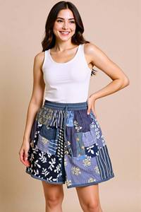 Pantalones cortos informales de verano para hombre y mujer, diseño de retazos Hippie bohemio, cómodos parches hechos a mano para viajar y correr - Product Image 2