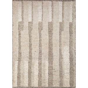 Alfombra Entropía Beige Marrón de Lana y Seda Anudada a Mano, a Rayas, para Sala de Estar, Entrada, Pasillo, Rectangular, Tipo Rompecabezas - Product Image 1