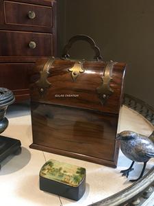 Antique Look Wooden and Brass Bound Hinged Scent <b>Bottle</b> Casket Box <b>Vintage</b> Style Decorative Storage Case for <b>Perfume</b> <b>Bottles</b> - Product Image 5