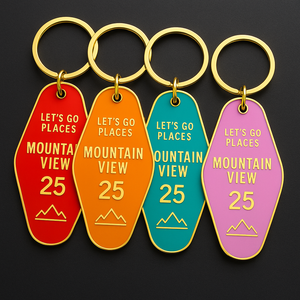 Personalizable Retro 2D 3D Carta Logo Llavero Moda Metal Hotel <span class=keywords><strong>Motel</strong></span> Llavero Personalizable Esmalte Promocional Llavero en blanco - Product Image 2