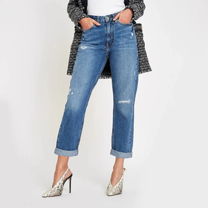 กางเกงยีนส์ขายาวสำหรับผู้หญิงกางเกงผ้าเดนิมแนวสตรีทขายาวออกแบบได้ตามต้องการ - Product Image 2