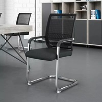 Fauteuil de bureau ergonomique moderne en maille, chaise de conférence cantilever avec accoudoirs fixes, fauteuil de visiteur pour salle de réunion - Vente en gros