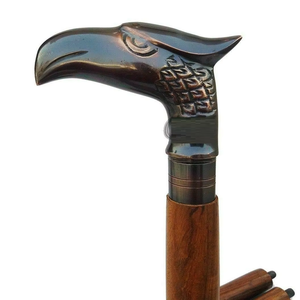 Bastón de madera Calvin, bastón de madera victoriano con mango de cabeza de águila de latón antiguo - Product Image 6