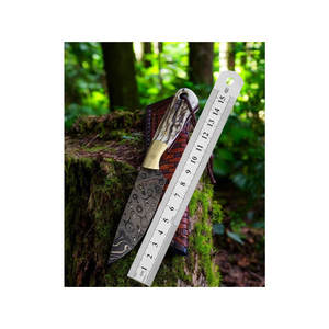 ด้ามจับไม้เขากวางทำด้วยมืองาน OEM ทำจากสแตนเลสเกรดอุตสาหกรรม12นิ้วมีดล่าสัตว์ดีไซน์ฝนตกรับประกัน3ปีสำหรับ DIY - Product Image 1