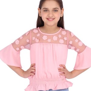 Tops suaves 2025 nueva primavera Rufflers Collar niño niña blusa manga larga Niña niños - Product Image 5