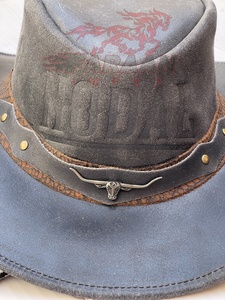 Country Meets Rocks Sombrero de vaquero de cuero en relieve Ropa occidental para hombres Diseño occidental clásico Premium Cuero exquisito hecho a mano - Product Image 4