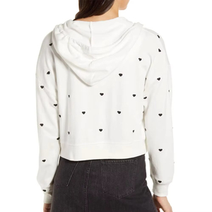 Sweat à capuche court en coton pour femmes avec survêtement à manches longues vente en gros LOGO personnalisé streetwear sweats à capuche à épaules tombantes - Product Image 5