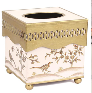 Boîte à mouchoirs en or texturé avec un embellissement décoratif, idéal pour les espaces luxueux. Disponible au prix de gros. - Product Image 3