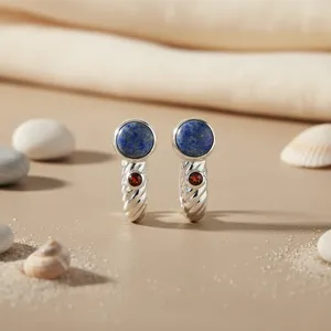 Pendientes Largos de Plata 925 con Piedra Azul, Joyería de Moda para Mujer - Product Image 2
