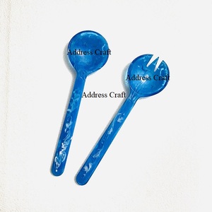 Haute qualité couleur ambre résine salade serveur ensemble vaisselle outils de service luxueux manuel salade outils ustensiles de cuisine salade cuillère - Product Image 4