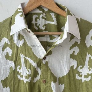 Camisa con estampado de bloques a mano Camisas elegantes para mujer Camisa de tela de algodón suave con estampado de bloques a mano India a la venta al mejor precio - Product Image 1