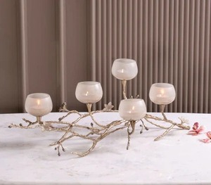 Stunning Multi T Light <b>Candle</b> <b>Holder</b> With Golden Finished Branch Ideal For Living Bedroom Dining And Centerpiece Accent - Product Image 3