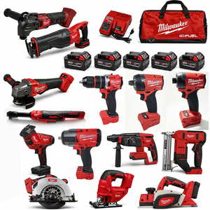 Vente directe d'usine, <span class=keywords><strong>kit</strong></span> combiné sans fil <span class=keywords><strong>Milwaukee</strong></span> <span class=keywords><strong>M18</strong></span> avec 5 batteries et chargeur, perceuse, clé à chocs, meuleuse, <span class=keywords><strong>kit</strong></span> combiné d'outils électriques 20 en 1 - Product Image 1