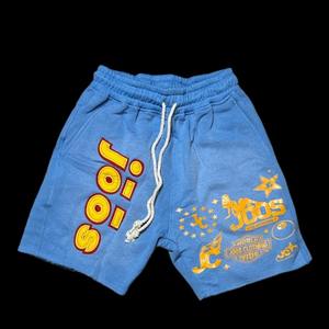 Cut and Sew Edge Sweat <b>Shorts</b> Distressed Embroidery <b>Vintage</b> Sun Faded Heavyweight Cotton Sweat <b>Shorts</b> for <b>men</b> <b>Men's</b> <b>Shorts</b> - Product Image 2