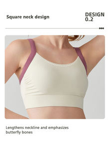 Logotipo personalizado Alta calidad Vendedores calientes Venta al por mayor Diseño de retazos de dos colores Cuello en U Diseño de cintura alta Gimnasio Fitness Yoga Set - Product Image 4