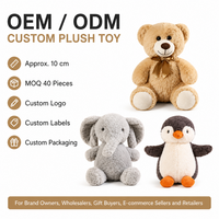 Jouets en peluche miniatures personnalisés de 10 cm, animaux mignons, ours en peluche, vache, éléphant, renard, pingouin, poupées en peluche, OEM ODM, vente en gros