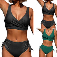 Ensemble de bikini rembourré uni pour femme, décontracté, respirant, écologique, grande taille, en polyester et élasthanne, séchage rapide, antistatique