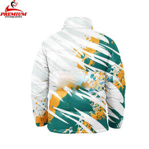 Veste bouffante zippée pour hommes personnalisée en gros à manches longues mince de haute qualité avec revêtement long imprimé sublimé traité - Product Image 2