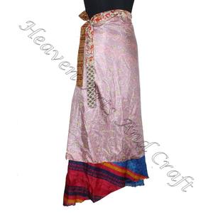 Nouveau 2 Couche Magique Classique Vintage Sari Soie Jupes Wrap Réversible Vintage Soie Magique 38 pouces Longueur Jupe Wrap Halter Tube Robe - Product Image 6