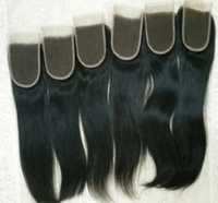 Vente en gros 100% brut 4x4 fermeture ondulée couleur naturelle cuticule alignée vague profonde temple indien extensions de cheveux humains non transformés