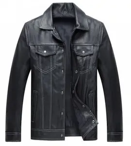 New Arrival Men's High Quality Fashion Design Plus Size Leather Jacket Motorcycle Leather Jacket for Men