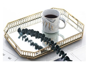 Superb Butler Gold Round Bandeja DE SERVICIO DE baratija de metal ecológica de alta calidad Diseño único con bandeja de escritorio giratoria y asas - Product Image 2