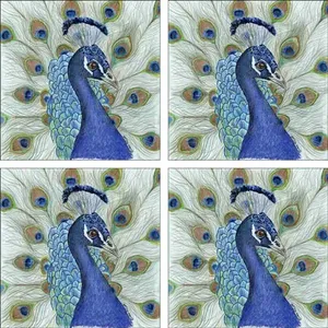 Mullen Ceramic SM043AT Juego de azulejos de decoración y acento de pavo real de grado premium para pared Interior y Exterior Bird Art Backsplash - Product Image 1