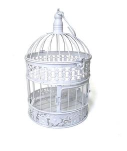 Maison & Jardin Vintage Cage à oiseaux à l'ancienne Cage à oiseaux support respirant forme carrée blanc enduit métal fantaisie cage à oiseaux - Product Image 5