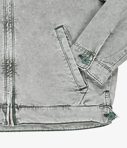 Chaqueta vaquera personalizada con forro de algodón, chaqueta de trabajo lavada, transpirable, holgada, para exteriores, chaqueta vaquera de trabajo informal de lona pesada - Product Image 5