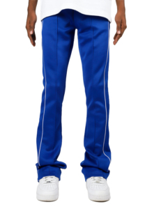Men's Blue Track Pants With White Side Stripes <b>Elastic</b> Waist Casual Joggers Midweight Polyester Breathable Spring Wear - Product Image 6