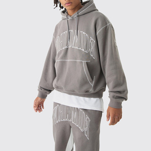 Chándal OEM de otoño con estampado para hombre, chaqueta transpirable de LICRA/algodón con cremallera, conjunto de dos piezas para correr de ajuste regular para uso diario en fitness - Product Image 2