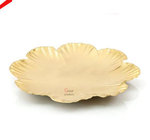 Nouveau plateau de service en aluminium en métal fini doré de conception de feuille de Gingko pour la décoration intérieure - Product Image 3