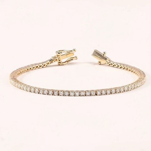 White Round Moissanite Diamond Bracelet & <b>Bangle</b> Round in 18K White Gold Cut Jewelry - Product Image 2