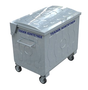 Turkish Manufacturer's 1100L Outdoor Large <b>Metal</b> Garbage <b>Bin</b> 1100 Liter Standing Galvanized Steel Street <b>Waste</b> Container - Product Image 1